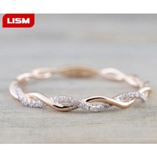 1PC Classic Silver Color Rose Gold Color Classical Twist Rope Cubic Zirconia Finger Ring for Women Fashion Wedding Gift Rings
