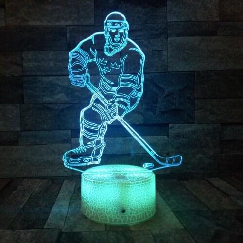 7 Color Change Hockey 3d Table Lamp Novelty Touch Usb Led Night Light Christmas Decor Bluetooth Speakers Illusion Lamp Kids Gfit