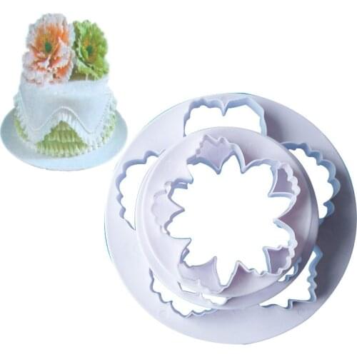 4 Pcs/Lot Peony Petals Pattern Cookie Mould Sugar Fondant Cutter Cake Decoration Cutting Mold Tools For Biscuit Cupcake Pastry