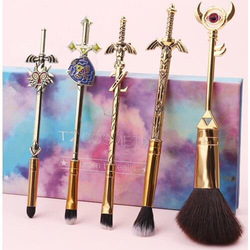 5Pcs Makeup Brush Set Sword Artifact Weapon Loose Paint Lip Brush Makeup Tool Metal Handle Girl Gift