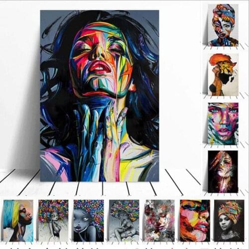 African Black Woman Graffiti Art Posters And Prints Abstract African Girl Canvas Paintings On The Wall Art Pictures Wall Decor