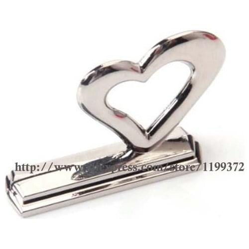 DHL Free shipping 500pcs love heart place card holder placecard holders silver color wedding favor gift party decoration