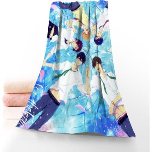 FREE IWatobi Swim Club Towel Printed Cotton Face/Bath Towels Microfiber Fabric For Kids Men Women Shower Towels 70X140cm