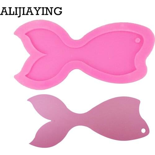 DY0059 DIY shiny Fish tail shape silicone mold for key chains Pendant Resin Clay Mold crafts tools moulds for jewelry