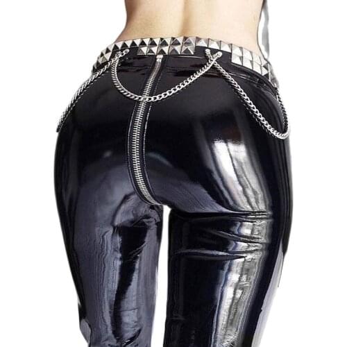 Women punk rock fashion Sexy disco pant wet look Bright PVC Leather Pants Femme Wild Street Tide Zipper Pencil leggings