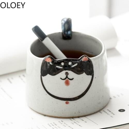 Custom Logo Dog Handmade Cups Funny Coffee Mugs Personalized Couple Enamel Mug Travel Creative Ceramic Coffee Mug Cute Designer