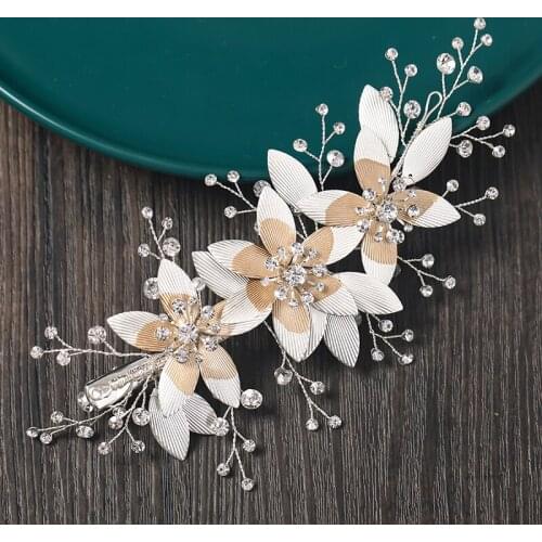 Rhinestone Flower Hair Clip Headband Wedding Accessories Bride Tiara Headband Hair Jewelry Decoration For Hair