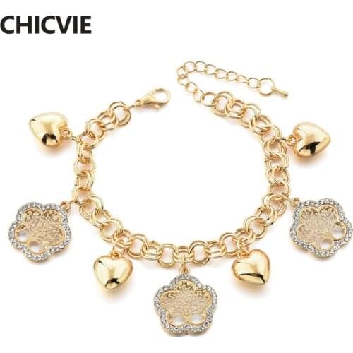CHICVIE Flowers Shape Handmade Jewelry Bracelet Life Tree Charms Bracelet & Bangle For Women Girl Friendship Bracelets SBR180095