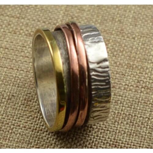 Two tune Ring 925 Sterling Silver,Size: 8 , AR4313