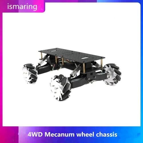 4WD Mecanum wheel chassis DC motor car chassis with shock absorption omnidirectional mobile ROS flat DIY robot toy
