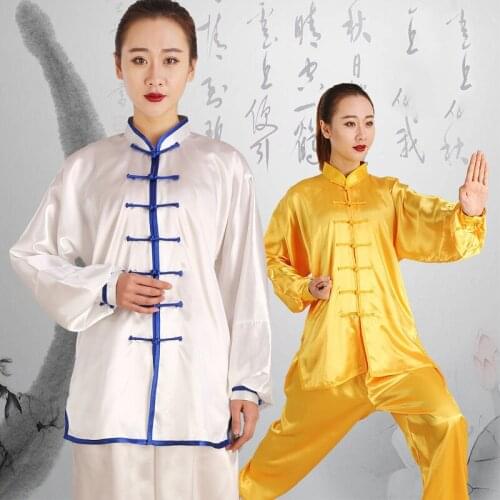 Taiji Martial Arts Performance Group Competition Spring Autumn Outdoor Sports Fitness Silk Men Women Taijiquan Training Suit