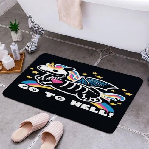 Go to hell unicorn 3D Print Doormats Rectangle Non-Slip DoorMat Bedroom Kitchen Entrance Print Door rugs Dropshipping