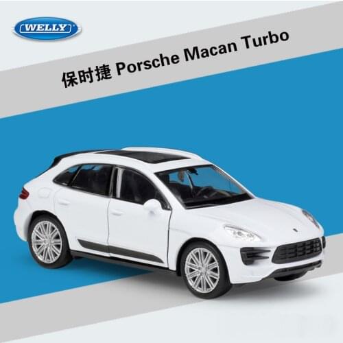 WELLY Diecast 1:36 Scale Porsche Macan Turbo Simulator Pull Back Car SUV Model Car Metal Alloy Toy Car For Kids Gift Collection
