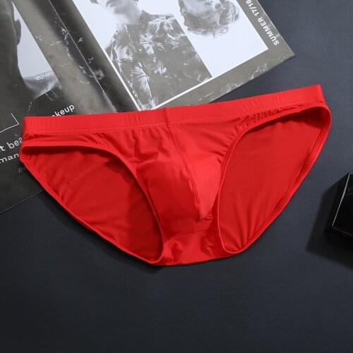 Mens Underwear Briefs Sexy Panties Gay Mens Bikini Soft Brief Ice Silk Penis Pouch Mens Sexy Underwear Jockstrap Panties