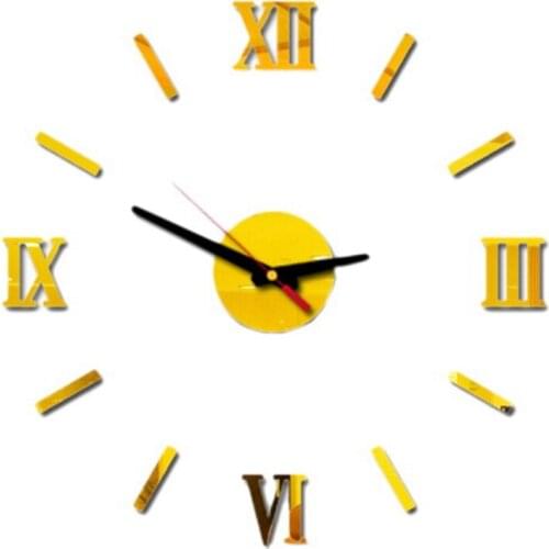 DIY Wall Clock 3D Frameless Clocks Watch 16in Silent Non Ticking Mirror Sticker Decoration Kit for Bedroom Office