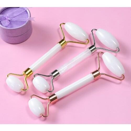 Natural White Jade Crystal Roller Stone Massage Body Eye Anti-Wrinkle Ascending Facial Skin Reduce Cellulite Health Care Tool