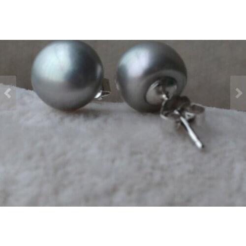 New Arrival Real Pearl Earrings AAA 8.5-9MM Gray Freshwater Pearl S925 Sterling Silver Stud Jewelry Perfect Wedding Girl Gift