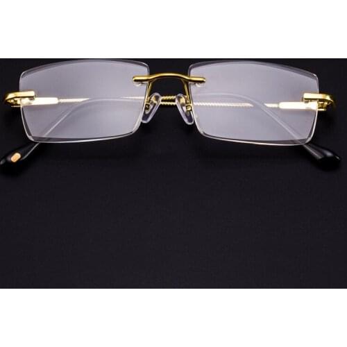 +5.0 +6.0 Woman Reading Glasses Man Natural Crystal Stone Glass Lens Presbyopia Luxury Rimless Eyeglasses +1.0 +3.0 +4.5 +5.5