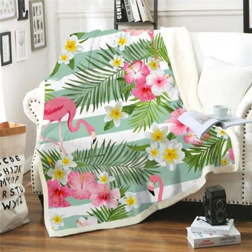 Hoodie Blanket Plush Throw Blanket 3D Flamingo Flowers Printed Sherpa Fleece Microfiber Throw Blanket 2019 Drop Shipping