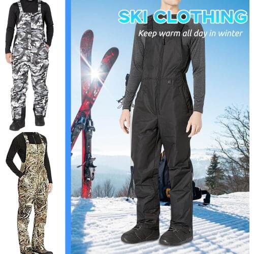Unisex Solid Color Pocket Jumpsuit Suspenders Trousers Ski Pants Lady Winter Skating Pants Skiing Outdoor Ski Pants for Women