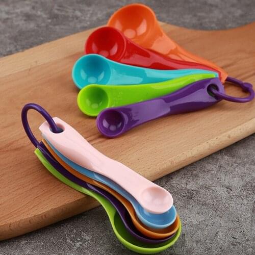 Plastic Five-Piece Color Measuring Spoon With Graduated Kitchen Liquid Solid Seasoning Baking Creative Gadget Accessories Tools