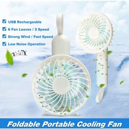 Mini Handheld Fan 3 Speed Adjustable USB Charging Personal Desk Fans Rechargeable Portable Office Outdoor Travel Summer Cooler
