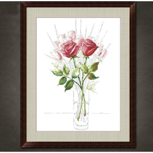 Embroidery Package Cross Stitch Kits Unopen New Luxurious Flower Rose in Clear Bottle Free shipping