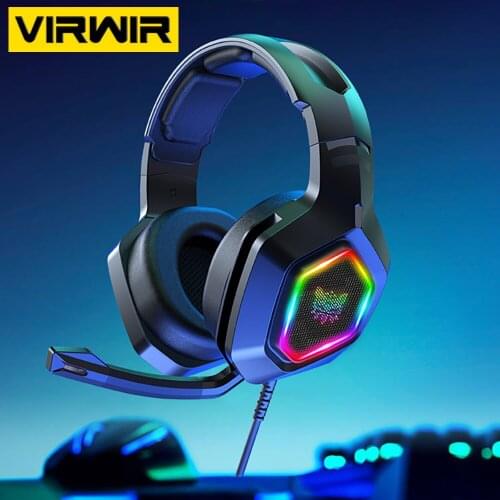 VIRWIR Professional Gaming Headset HIFI 3.5MM Wired Games Headphones LED Light With Denoise Mic For PS4 Computer Game Headphone