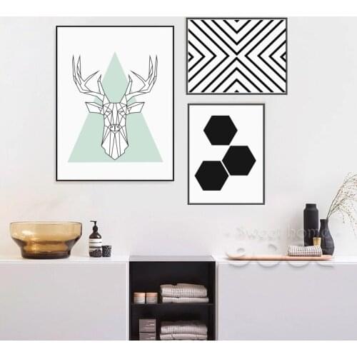 Simple Style Canvas Art Print Painting Poster, Deer Head Wall Pictures For Home Decoration, Wall Decor YE139