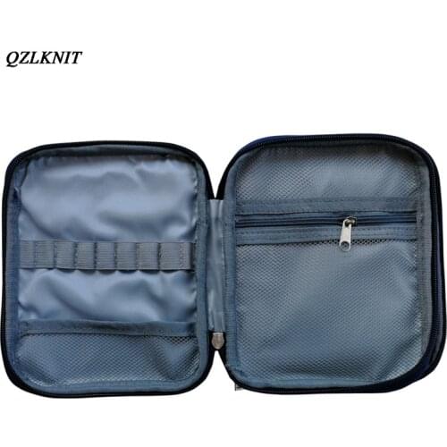 QZLKNIT Denim blue empty needle bag can hold 21 crochets and accessories DIY hand knitting tool storage box