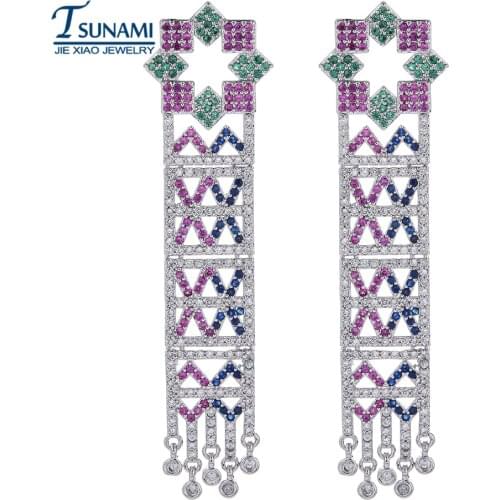 Luxurious color micro inlaid zircon earrings Exaggerated zircon earrings for women at important occasions ER-162