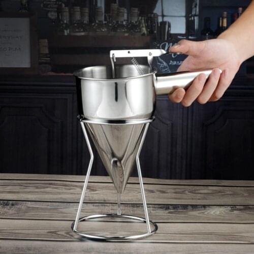 Pancake Batter Dispenser Stainless Steel Handheld Stirring Separator Baking Cupcakes Pancake Separator Measuring Cup Funnel