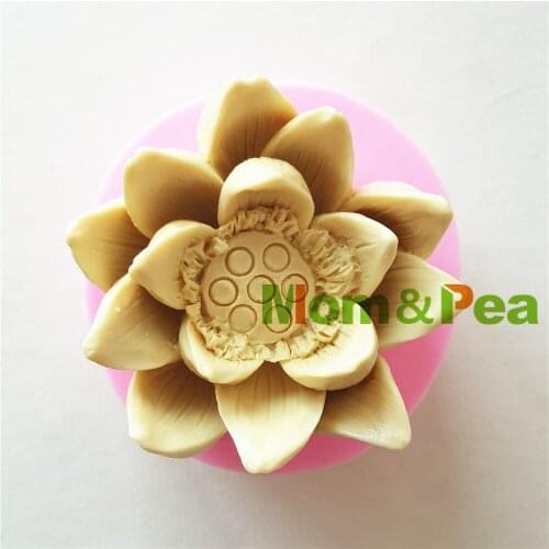 Mom&Pea 1356 Free Shipping Lotus Silicone Mold Cake Decoration Fondant Cake 3D Mold Food Grade