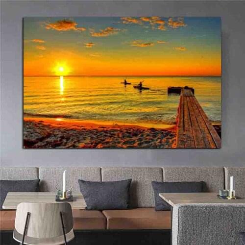 Modern Nordic Landscape Posters and Prints Canvas Painting Sunset Ocean Clouds Wall Pictures for Living Room Cuadros Home Decor
