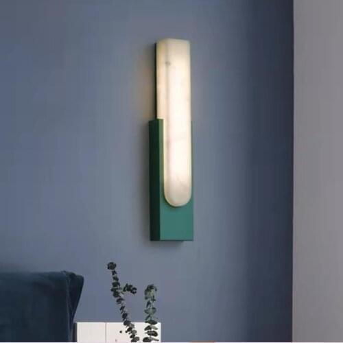 Cuboid Marble LED Wall Sconce Golden Metal Base Parlor Corridor Wall lamp Surface Mount Loft Wall Decoration Room Wall light