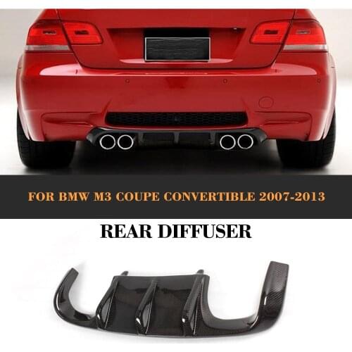 Carbon Fiber Car Rear Bumper Lip Spoiler Diffuser for BMW E92 E93 Coupe M3 2007-2013 Convertible Non E90 4 Door Black FRP Add On