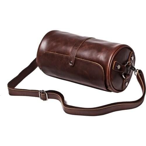 Vintage Luxury Shoulder Bags for Men Barrel Shaped Messenger Bag Male Brand Designer Bag Mens Crossbody Bag Brown Shoulder Bags