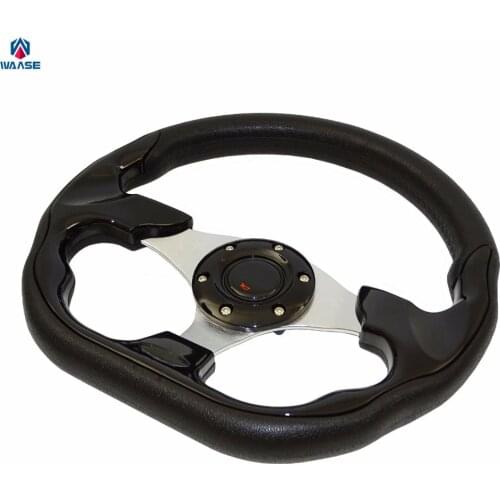 Waase 320mm Universal PU Leather Racing Sports Auto Car Steering Wheel with Horn Button 12.5 inches Black