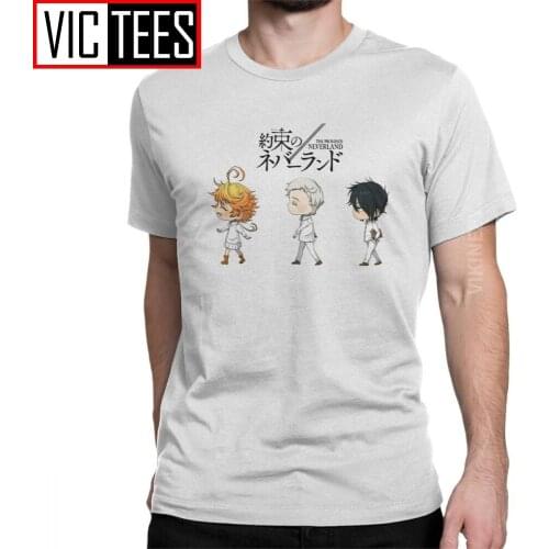 Funny The Promised Neverland T-Shirt Men Cotton Tshirt Manga Norman Ray Vaporwave Anime Wholesale