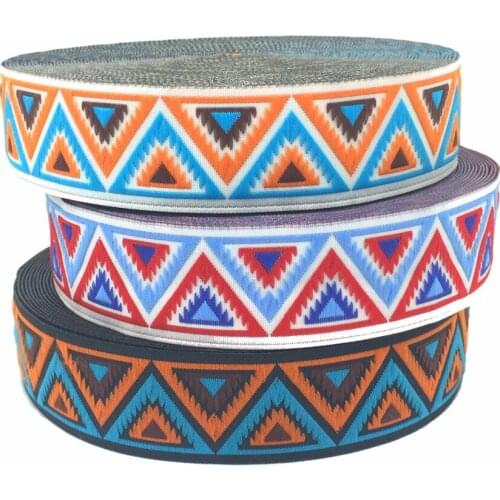 ZERZEEMOOY 1" 25mm 10meter/lot High quality Woven Jacquard Ribbon white background geometric pattern Belt accessories