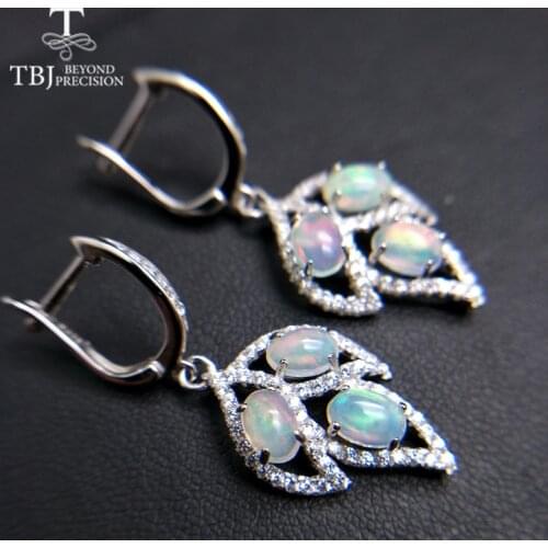 TBJ,Tree leaf jewelry set with natural opal clasp earring and pendant in S925 silver colorful jewelry for women as gift