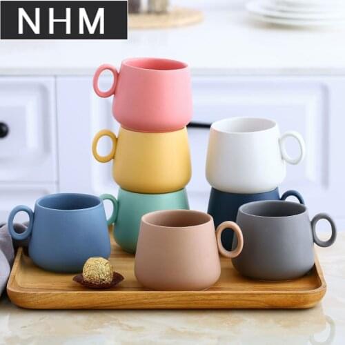 1 pcs Frosted ceramic coffee mark cup breakfast cup lovers water cup arch coffee cup Color random