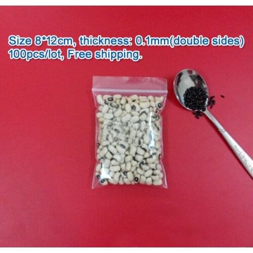 100pcs/lot high quality Transparent PE Zip Lock jewelry Gift Packaging Bags, 8*12cm clear plastic bags for clothing storage