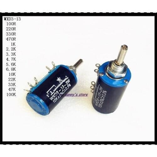 2pcs/Lot WXD3-13 2W 5.6K ，6.8K ，10K ，22K ，33K ，47K ，100K Ohm Multi-Circle Precision Wire-Wound Potentiometer
