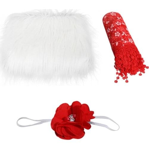 3pcs Photo Props Indoor Acrylic Fibers Newborn Baby Solid Shower Gift Photography Wraps Set Blanket Mat Pose Soft Headband DIY