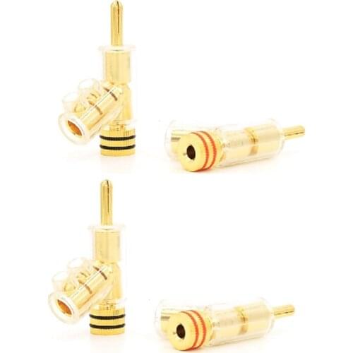 4 Pieces Of Ba1403 Banana Plug, Speaker Cable Banana Plug, Gold-Plated Banana Lock Plug, Speaker Amplifier Banana Plug