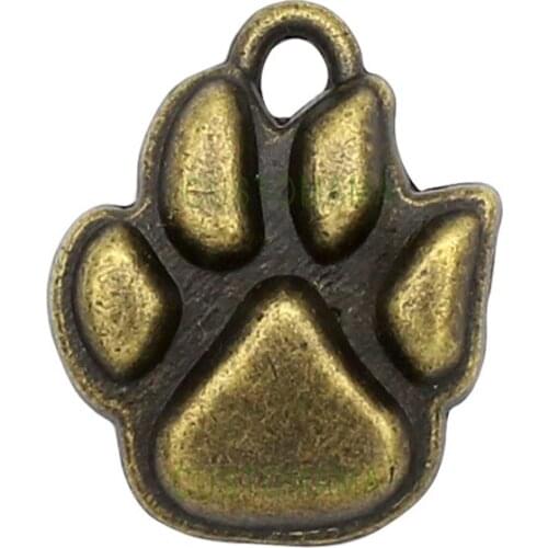 50pcs-Antique Bronze Tone Paw Print Charms Pendant 20x16mm
