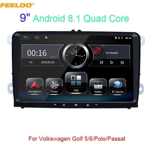 9inch Ultra Slim Android 8.1 Quad Core Car Media Player With GPS Navi Radio For Volkswagen Golf 5/6/Polo/Passat/Tiguan/Touran