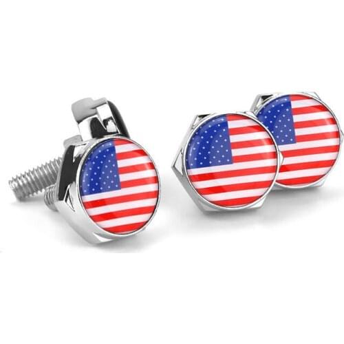 American Flag for Chrysler Jeep Wrangler Buick Chevrolet Ford Nissan Honda CRV Dodge Ram License Plate Decor Bolts Car Styling