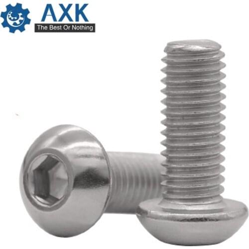 AXK 10pcs/lot 304 stainless steel cap screws M6*10-M6*80 Semicircle hexagon head bolt mushroom head SZ122-5
